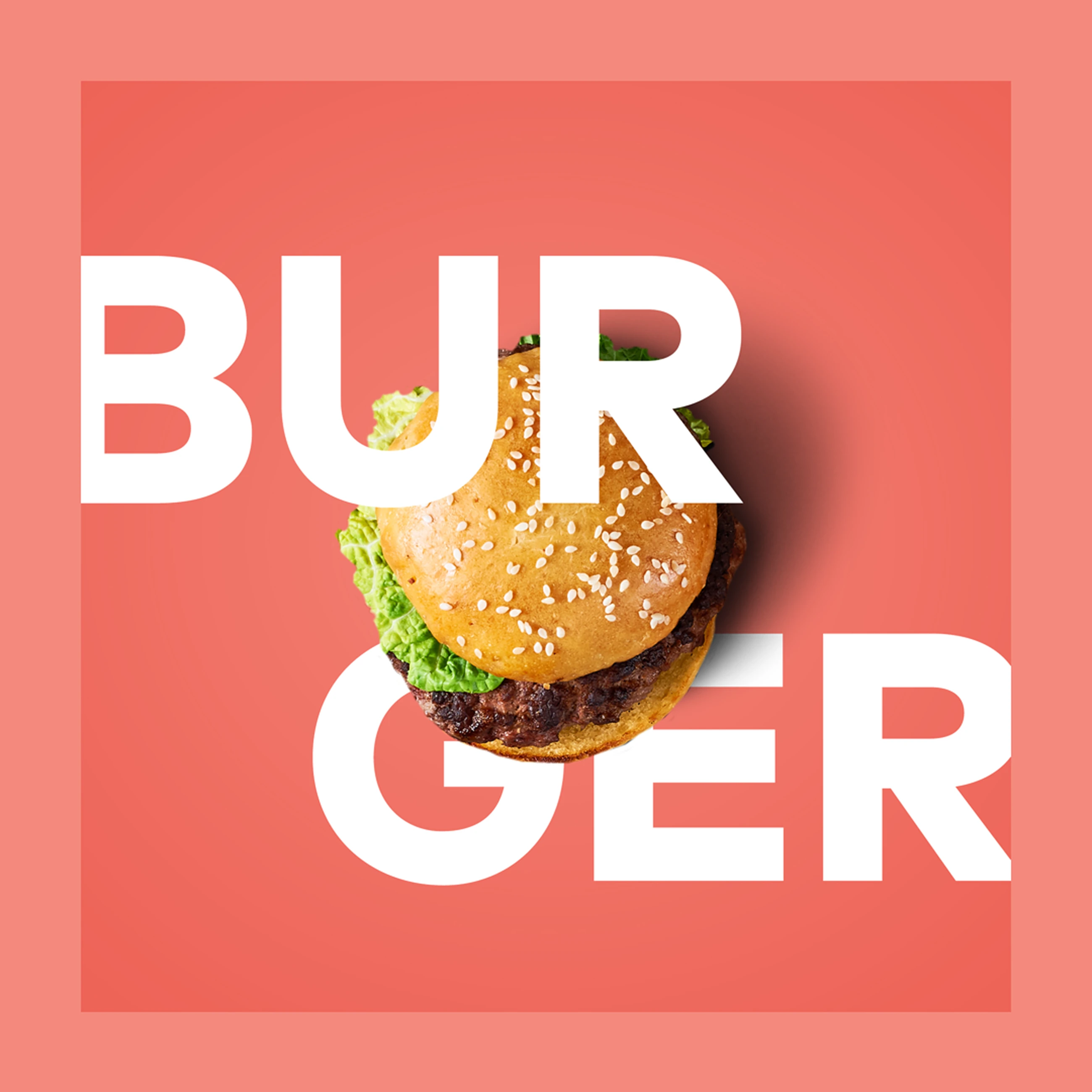 Dosh burger campaign graphic with large BURGER typography