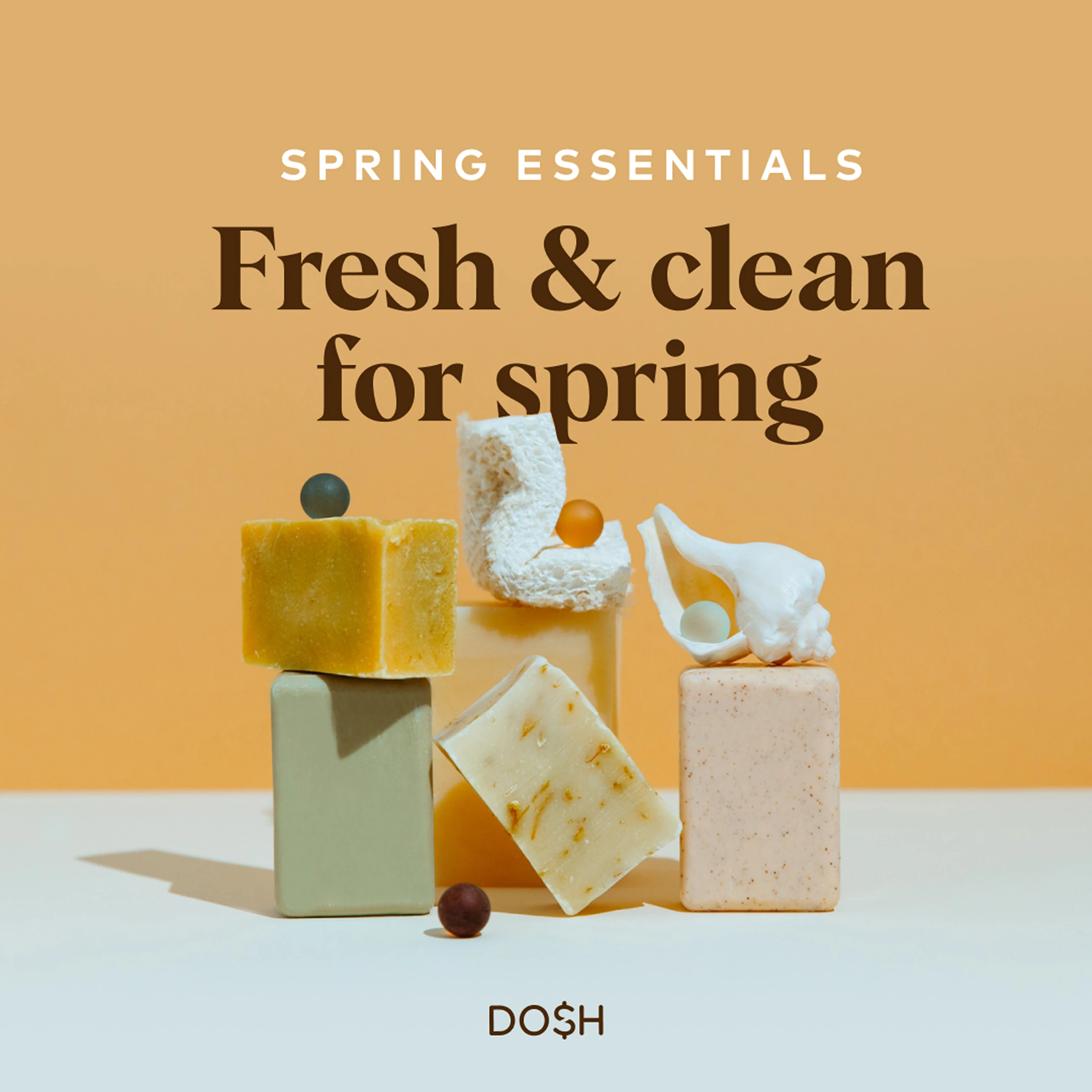 Dosh spring essentials campaign with product still life