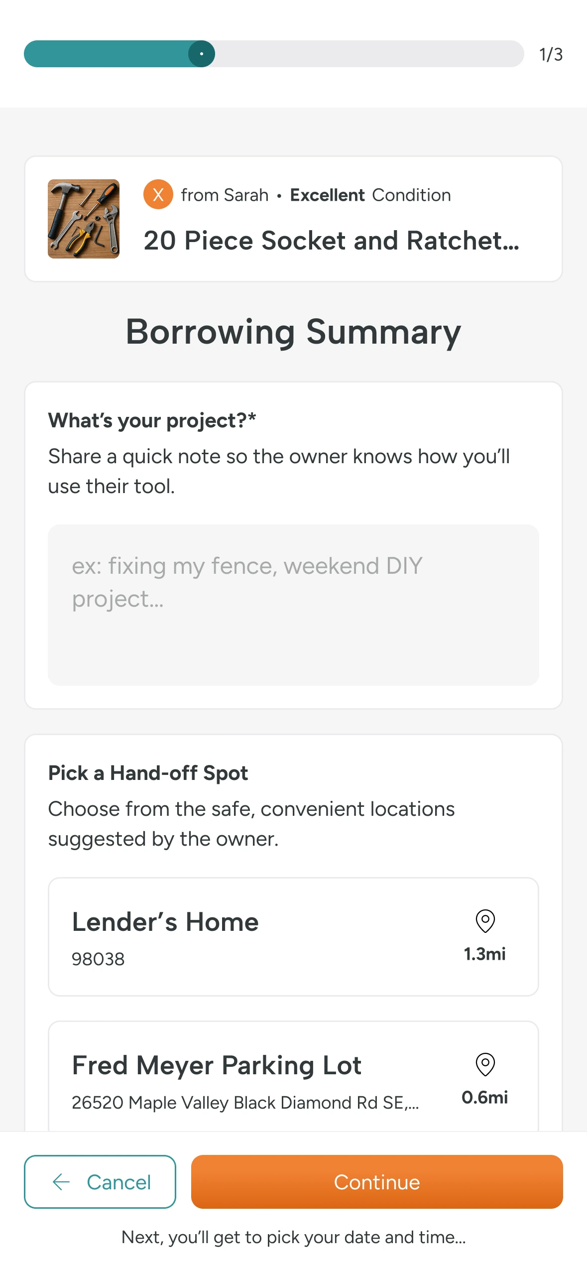 Borrowing request and hand-off choices