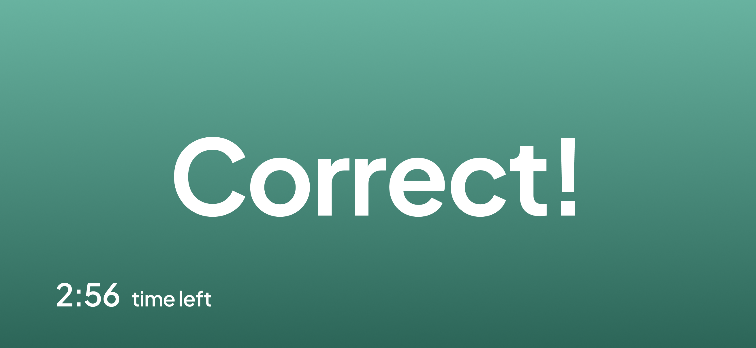 Guess Card mode showing feedback for a correct answer after tilting down
